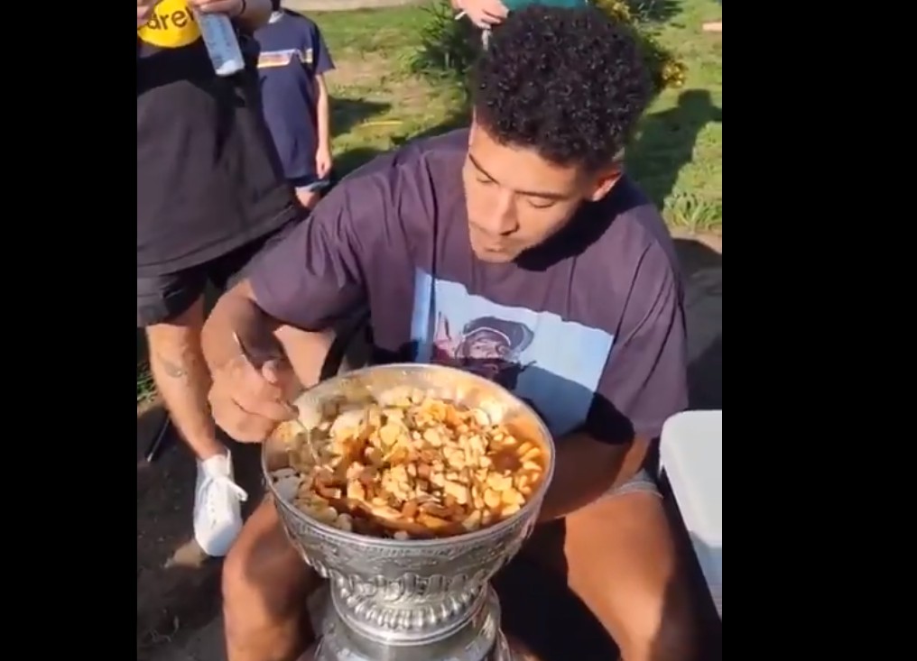 A2D Radio on Instagram: “@mathyjoz21 was EATING POUTINE out of the Stanley  Cup. Yes, that really happened 